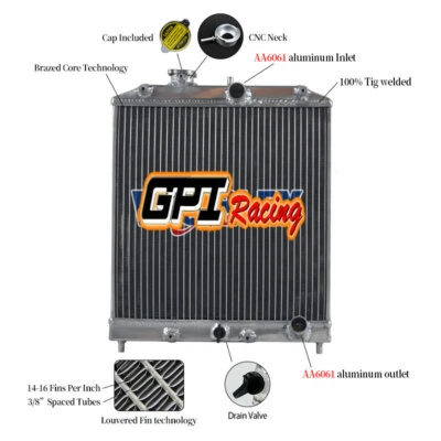 Radiador de aluminio para Honda Civic EK EG D15 D16 1992-2000 TUBO 28 MM Foto 1 de 4