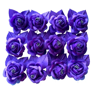 Flores individuales de seda púrpura de 2,5" - Pack de 12 Foto 1 de 2
