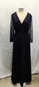 JS Collections Navy Blue Lantern Sleeve Gown Size 6 New with Tags - Picture 1 of 5