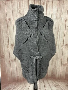 ELSAMANDA Cardigan italiano maglia grossa maglione Coatigan piccolo grigio lana alpaca - Foto 1 di 20