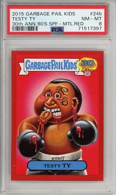 PSA 8 Testy Ty Mike Tyson 2015 Garbage Pail Kids 24B GPK - RED BORDER PARALLEL - Image 1 of 2