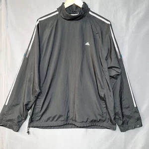 Vintage Adidas Jacke M schwarz Side Zip Mock Neck Windbreaker Pullover Activewear - Bild 1 von 12