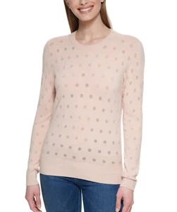 Karl Lagerfeld Knit Size XL Rose Pink Sheer Polka Dot Lightweight Jumper - Picture 1 of 7