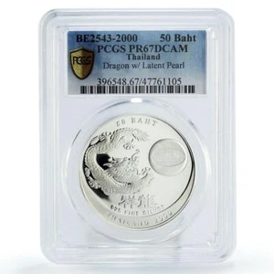 Thailand 50 baht Millennium Year of the Dragon Latent PR67 PCGS silver coin 2000 - Picture 1 of 2