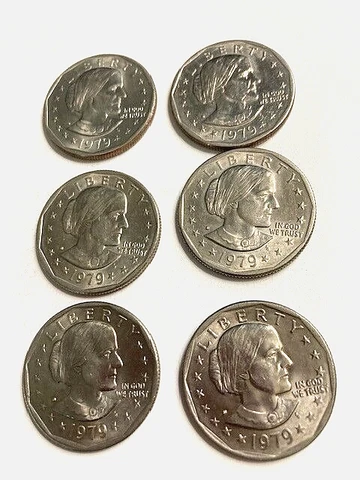 Lot of 6 coins 1979-D $1 Susan B. Anthony Dollars  narrow rims Cover