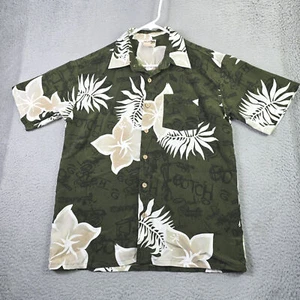 Gotcha Hawaiian Button Front Shirt Boy's Large Green Tropical Surf Skater Retro - Picture 1 of 10