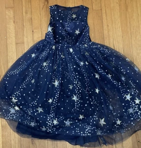 Trish Scully Girls Antoinette Navy Sparkly Star Maxi Sleeveles Dress, size 6 - Picture 1 of 8