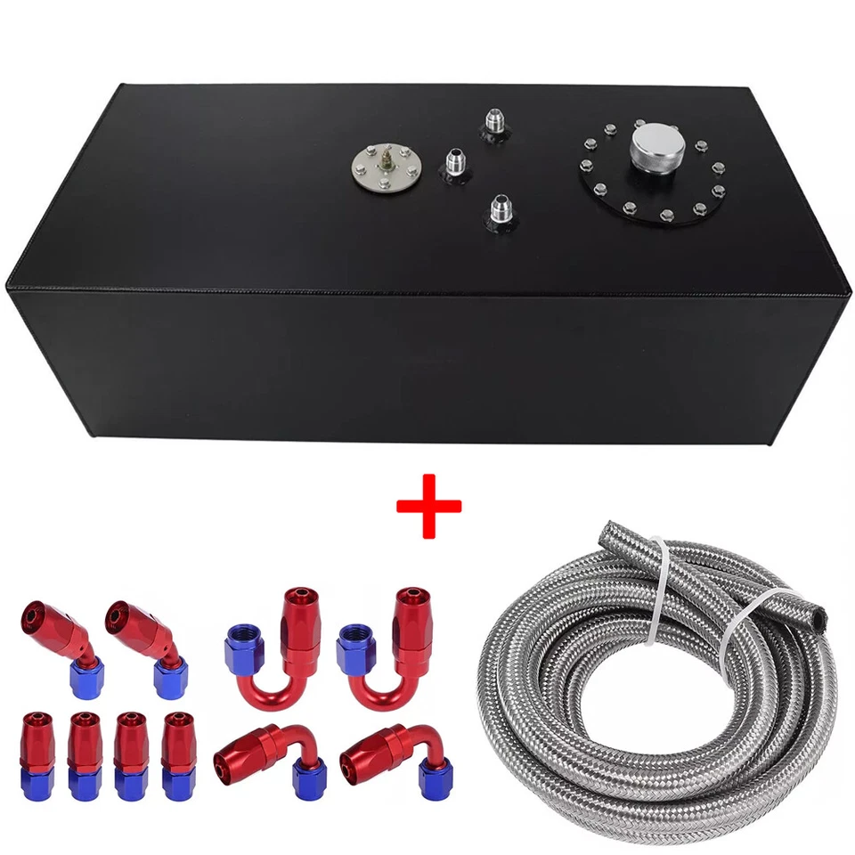 15 Gallon Aluminum Race Fuel Cell Gas Tank Cap Level Sender+Nylon Fuel Line Kits Foto 1 de 4