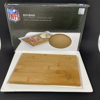 NFL Enigma MN Vikings Wood & Porcelain Charcuterie Cheese Serving Set Tray Foto 1 de 4
