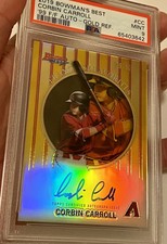 2019 Bowman’s Best Corbin Carroll RC AUTO GOLD REFRACTOR /50 On Card PSA 9 Mint