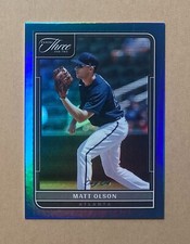 2022 Panini Three And Two #71 Matt Olson Base Holo Platinum Blue Parallel #1/1