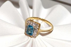 14k blue topaz diamond ring  - Picture 1 of 8
