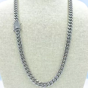EDELSTAHL KUBANISCHE GLIEDERKETTE Set, 28" Länge, 10 mm breit, 8,5" Armband, Iced - Bild 1 von 5