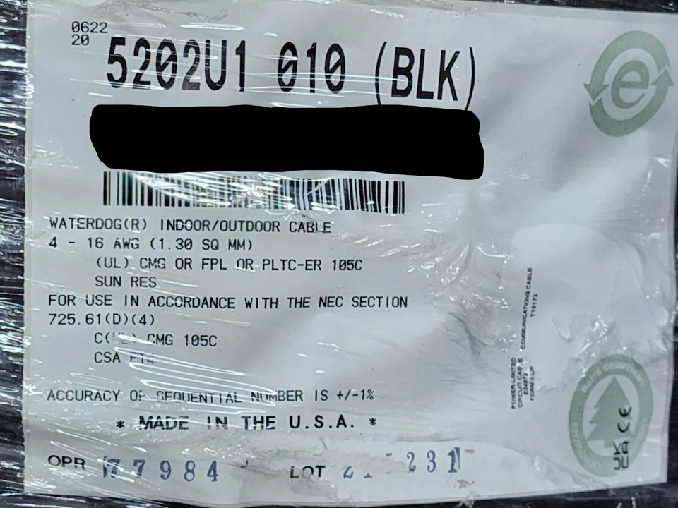 Cable de seguridad/audio interior/exterior Belden 5202U1 16/4C Waterdog PLTC-ER/50 pies Foto 1 de 4