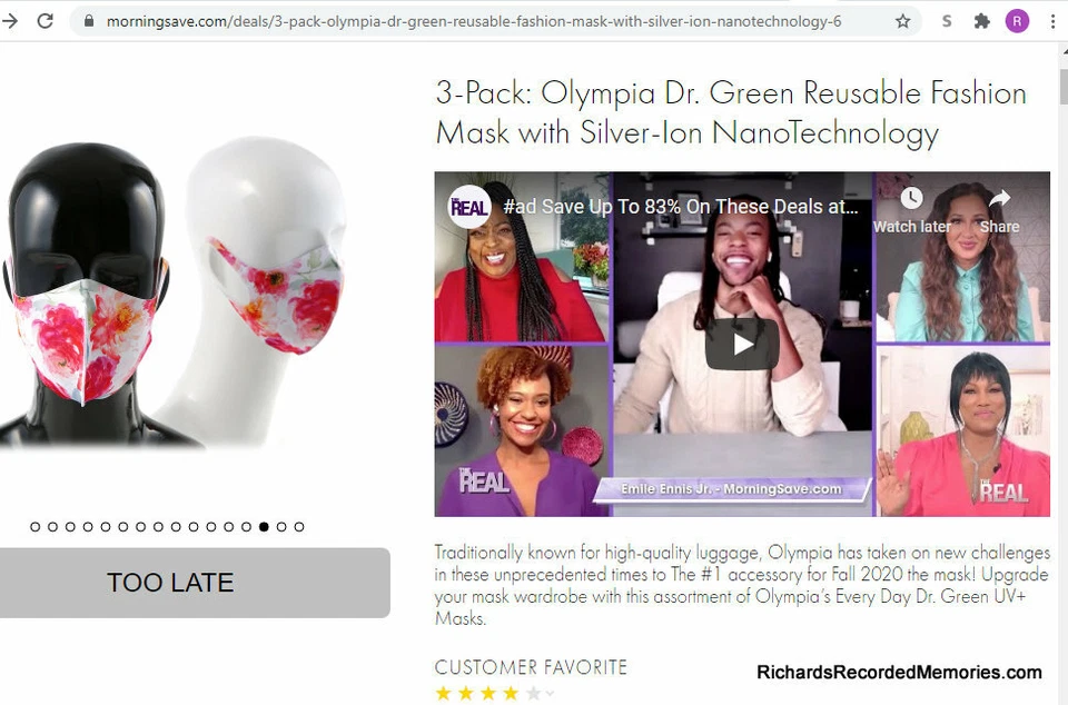 SOLD OUT DR Green Face Mask Adult Large Antimicrobial Stylish MorningSave FREEPH - Image 1 of 1