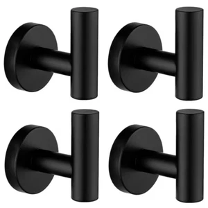 J-Hook Robe/Towel Hook in Stainless Steel Matte Black (4 Pack) - Picture 1 of 11