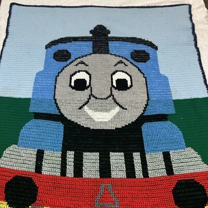 Thomas Train Engine HM gehäkelte detaillierte Babydecke Unikat lebendige Clrs - Bild 1 von 10