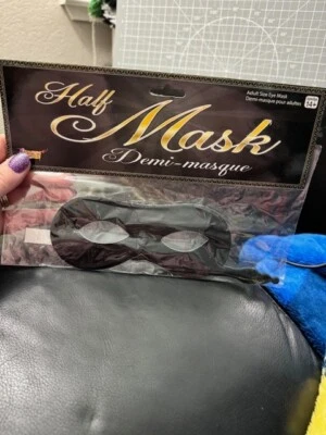 Forum Adult Fabric Half Mask Black With Handle Halloween Costume Accessory - Image 1 of 2