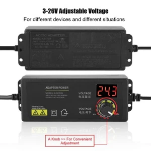 AC/DC Adjustable Power Adapter Supply 3V-36V 1.7A 60W Speed Control LED Display - Picture 1 of 12