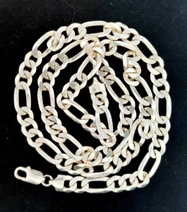 Sterling Silber lange Herren Figarokette - breit 8,25 mm, Italien 925, Größe - 25,5" - Bild 1 von 8