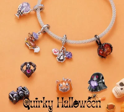 925 Sterling Silver Halloween Charms – Pumpkin, Ghost & Beads for Bracelets - Image 1 of 4