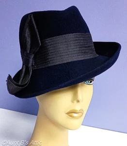 Vintage 40er Damen U.S. Union Made Henry Pollak Navy Zephyr Wollfilz Hut - Bild 1 von 6