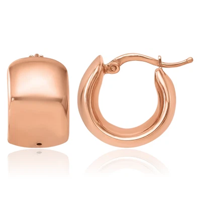 Brincos pequenos de argola de ouro rosa 18K redondos Huggie - Imagem 1 de 4