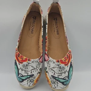 Anushka Espadrilles Schuhe Größe 9 Blumenmuster Schmetterlingsmuster Leder neu ohne Karton - Bild 1 von 11
