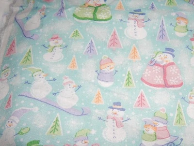 Azul Algodón Edredón Tela Muñeco de Nieve Invierno Vacaciones Árbol de Navidad Nieve Pastel POR Y Foto 1 de 4
