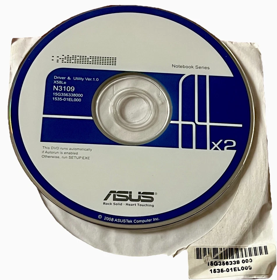 Cd/DVD"DRIVER & UTILITY PER ASUS VER.1.0  SUPPORTS WINDOWS XP 32 BIT"-N3109 - X2 - Immagine 1 di 1