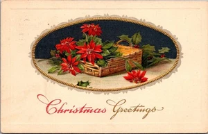 AUGURI DI NATALE Cesto di fiori in rilievo c1922 Cartolina - Foto 1 di 2