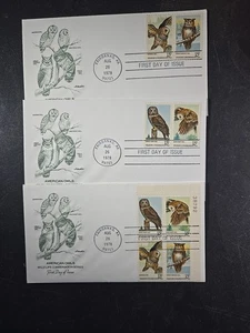 American Owls 1978 FDC Scott # 1760-1763, 1763A, Artmaster conjunto de 3 - stk #KR17 - Imagen 1 de 4