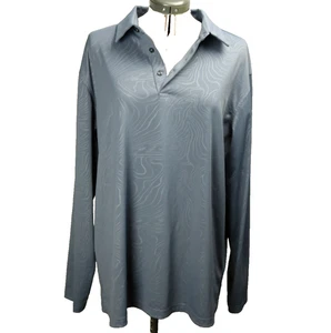 Maelreg Performance Polo Long Sleeve Stretch Abstract Inkblot Design Gray XL - Picture 1 of 21