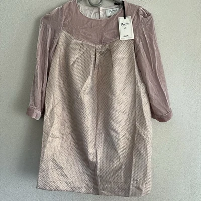 Vestido manga larga Bonpoint Girl 12 Bridget puntos dorados malva terciopelo mezcla seda Foto 1 de 4