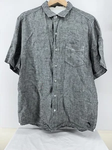 Tommy Bahama Men’s L Gray 100% Linen Shirt Short Sleeve Button-Up Marlin Logo - Picture 1 of 18