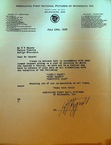 Associated First National Pictures Letterhead July 15 1922 Beautiful Liar - Picture 1 of 1