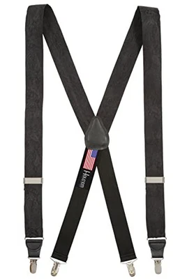  Suspensórios 100% seda para homens vestido smoking preto design paisley - Imagem 1 de 4