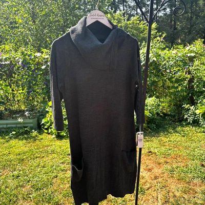 Новый Alyx свитер платье серый капот шеи длинным рукавом пуловер повседневный карманы Midi L - Изображение 1 из 4