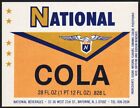 Vintage soda pop bottle label NATIONAL COLA Bayonne New Jersey unused n-mint+