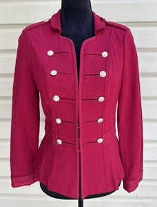 NWT White House Black Market Military Jacket Cardinal Red Ponte Size 8 - Picture 1 of 5
