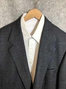 Brooks Brothers Mens Blazer 46L Blue Houndstooth 100% Wool Sport Coat FLAW - Picture 1 of 13