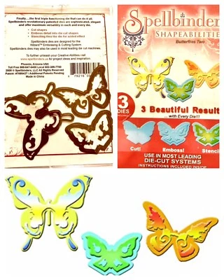 3 Spellbinders set Butterflies Two Butterfly die lot emboss Sizzix Shapeabilites - Image 1 of 4