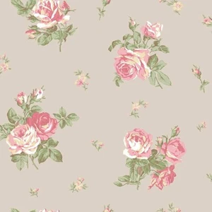 Papel Pintado Galería Floral Inglés Beige Verde y Rojo G34317 NUEVO (C1) - Imagen 1 de 3