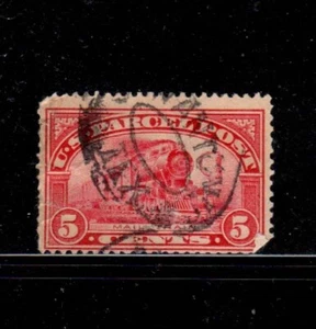 #Q5 1913 5 CENT MAIL TRAIN & MAIL BAG FANCY CANCEL F-VF USED e - Picture 1 of 1