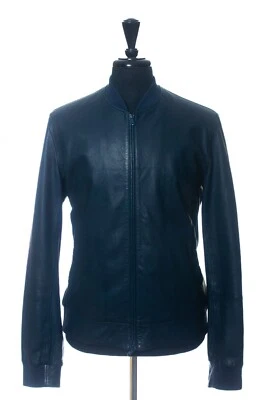 Brunello Cucinelli Blue Leather Jacket 31565 Foto 1 de 4