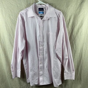 Stafford CoolMax Mens Pink Patterned Long Sleeve Button Down Shirt Sz XL 17/17.5 - Picture 1 of 21