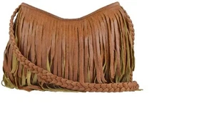 JJ Winters Vanessa # 254 HONEY LEATHER Fringe Crossbody BAG Coachella FAB BNWT - Picture 1 of 8