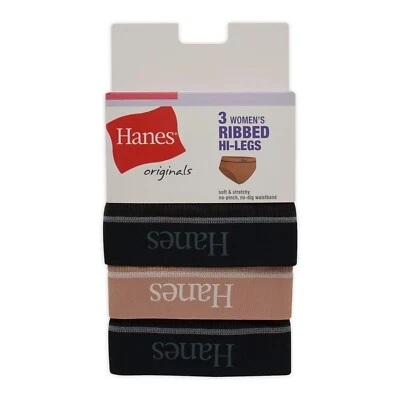 Hanes® Originals Women's Hi-Leg Underwear, Soft & Stretchy Ribbed Blend, 3-Pack - Image 1 of 4