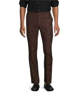 NEW 31 x 30 Men's Murano Evan Slim Fit Dress Pants Burgandy Paisley MSRP $98 - Picture 1 of 4