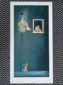 Mike Jackson Print Prints - Teddy Bear And Dog Love Romance Friends - Picture 1 of 3
